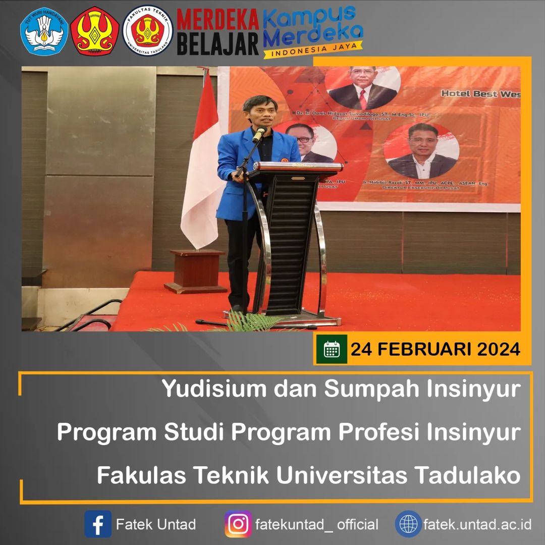 Universitas Tadulako resmi membuka Program Studi  Program Profesi Insinyur (PS-PPI)