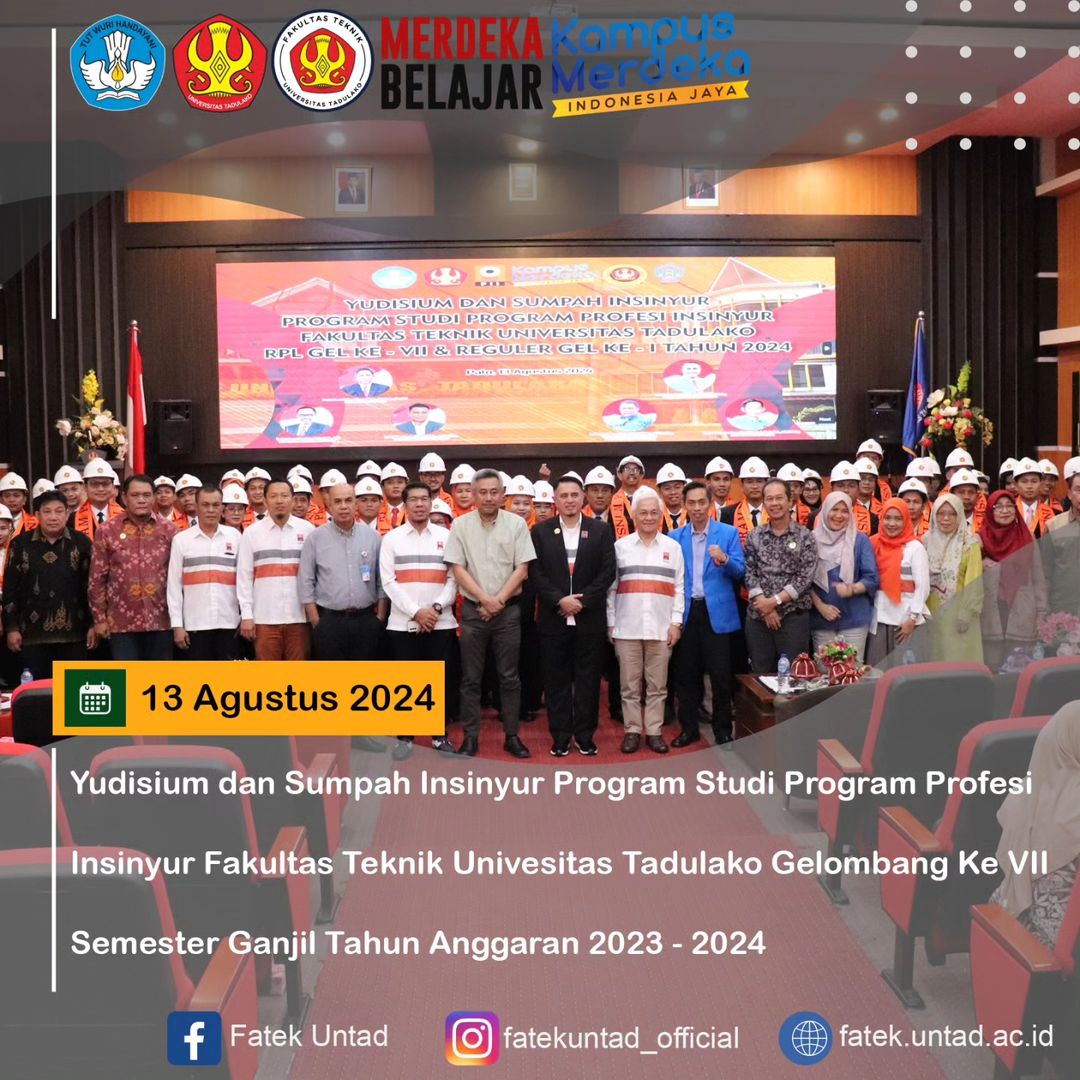 Yudisium dan Sumpah Insinyur Program Studi Program Profesi Insinyur Fakultas Teknik Univesitas Tadulako